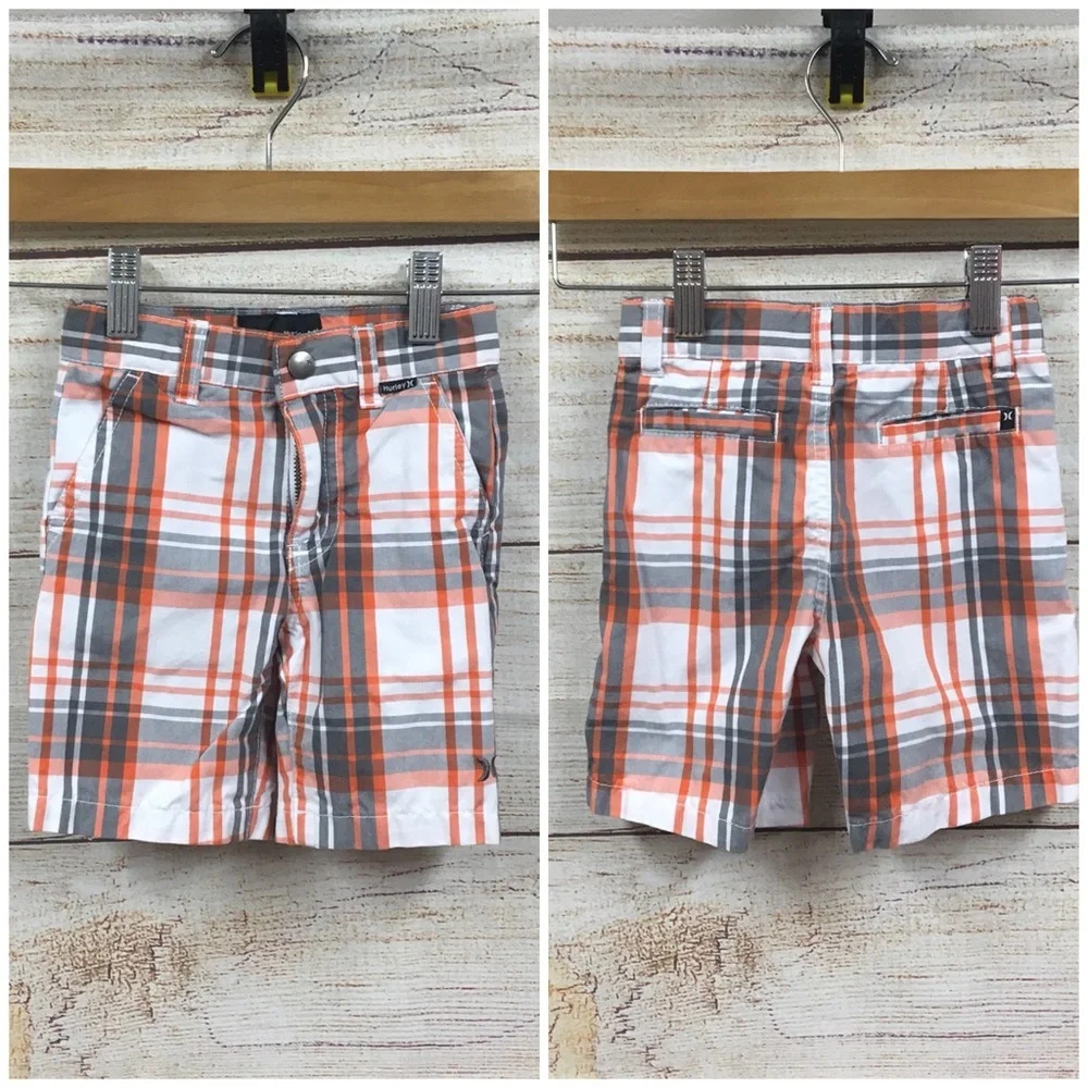 By29 Hurley Surfer Brand Plaid Preppy Shorts 2t
